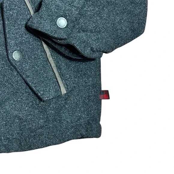 Woolrich Coat Men 2XL Wool Jacket Gray Full Zip Suede Leather Collar Quilt Lined